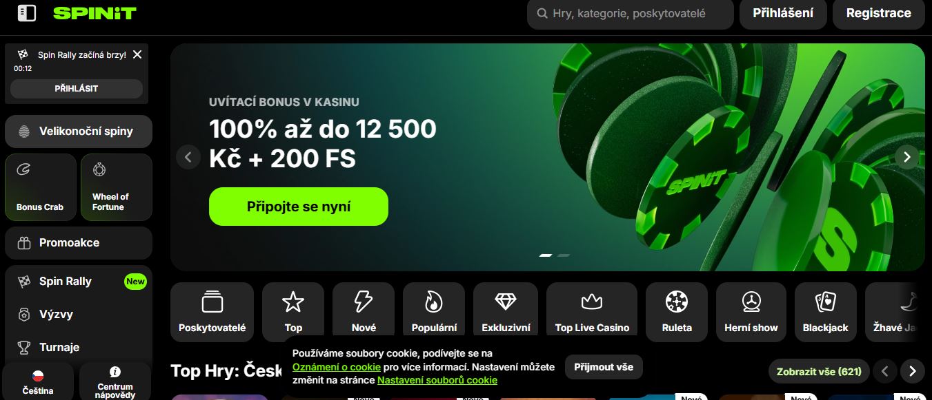 Navštivte Spinit Casino a získejte uvítací bonus 100% až do 12 500 Kč plus 200 free spinů 